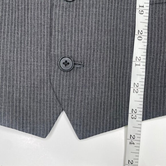 Men's Pinstripe Wool Vest 40L Dark Gray Charcoal Suit Waistcoat Event Occasion - Picture 7 of 10